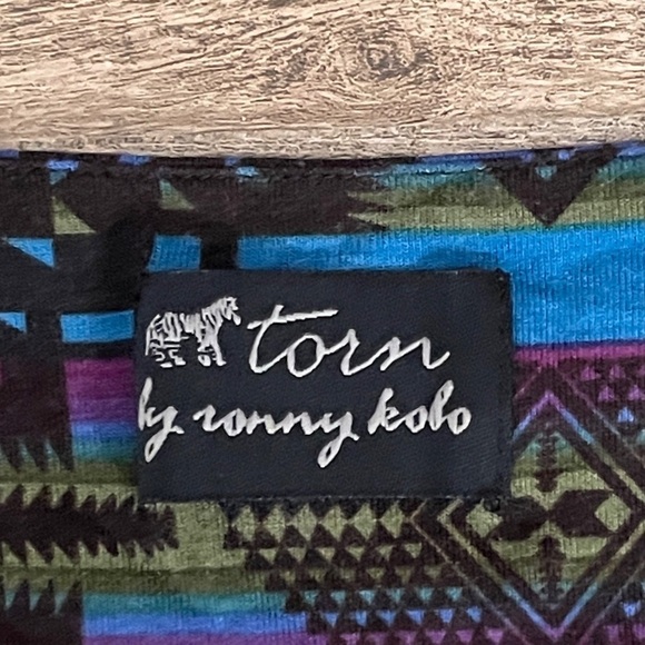 Torn by Ronny Kobo Boho Print Soft Stretch Bodycon Dress Size S - Picture 8 of 10